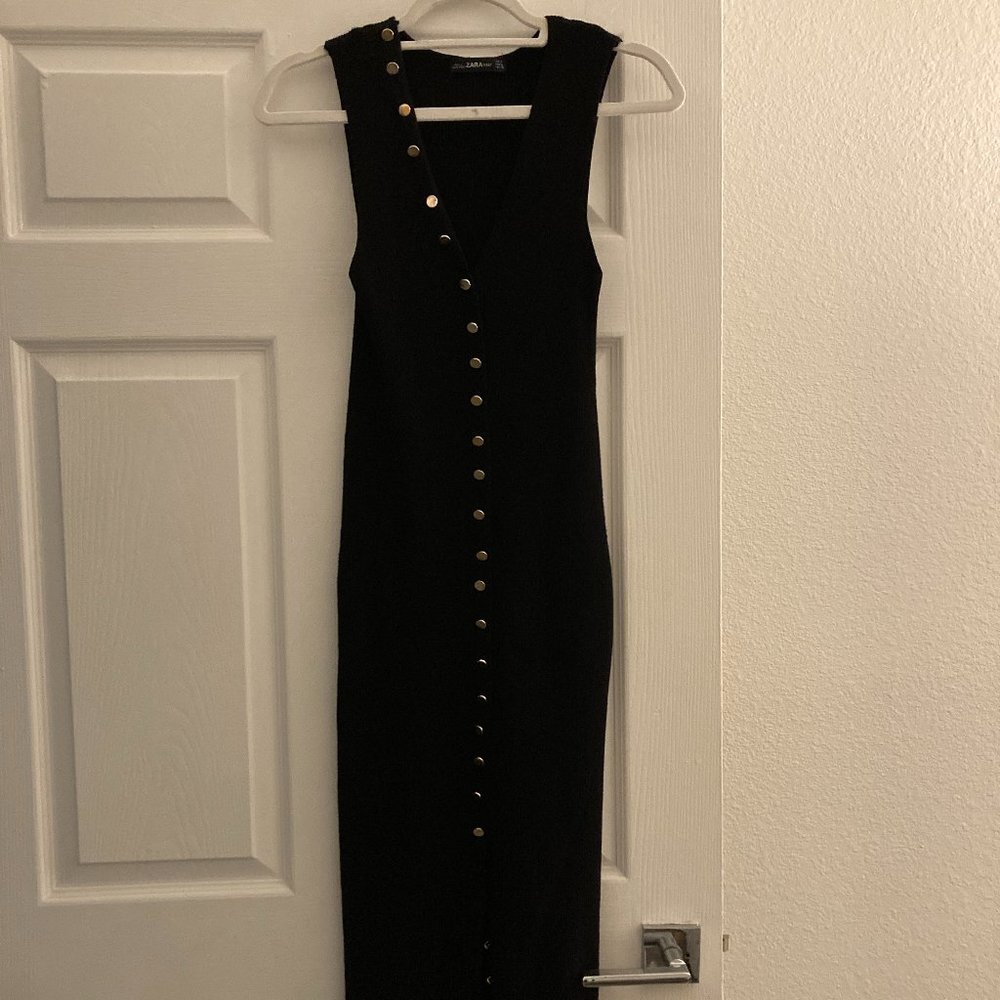 Zara black knit midi dress